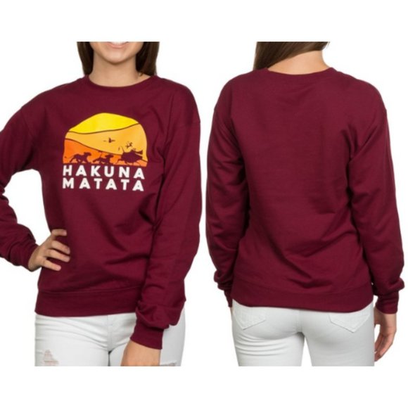 Disney Sweatshirt Hakuna Matata Lion King Graphic Crew Neck Pullover SZ SMALL - Picture 1 of 9
